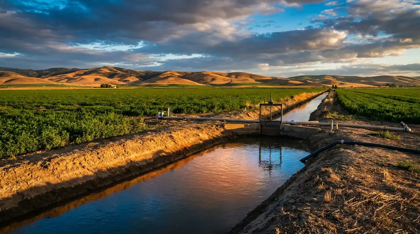 Canal de riego en zona agrícola